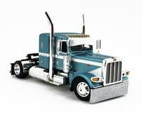 DCP 1:64 *BLUE* Peterbilt 389 w/Utility Dual 28½’ Hay Flatbed Trailers & Load