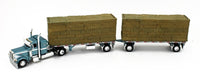 DCP 1:64 *BLUE* Peterbilt 389 w/Utility Dual 28½’ Hay Flatbed Trailers & Load