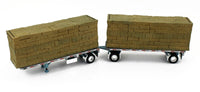 DCP 1:64 *BLUE* Peterbilt 389 w/Utility Dual 28½’ Hay Flatbed Trailers & Load