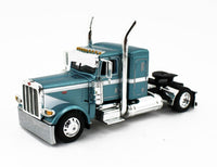 DCP 1:64 *BLUE* Peterbilt 389 w/Utility Dual 28½’ Hay Flatbed Trailers & Load