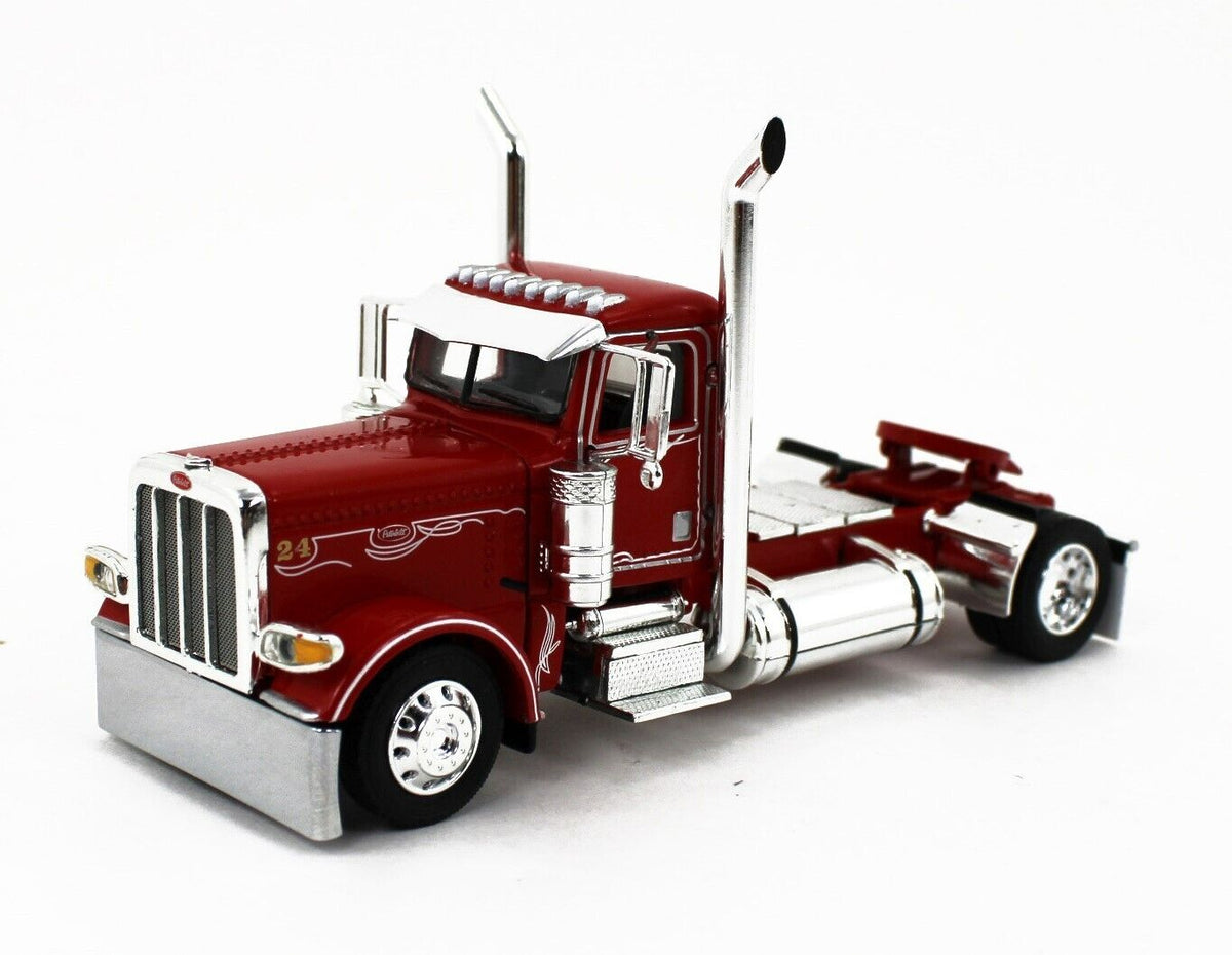 DCP 1:64 *RED* Single-Axle PETERBILT 389 Day Cab Semi Truck *NEW