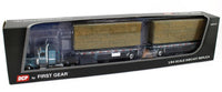 DCP 1:64 *BLUE* Peterbilt 389 w/Utility Dual 28½’ Hay Flatbed Trailers & Load