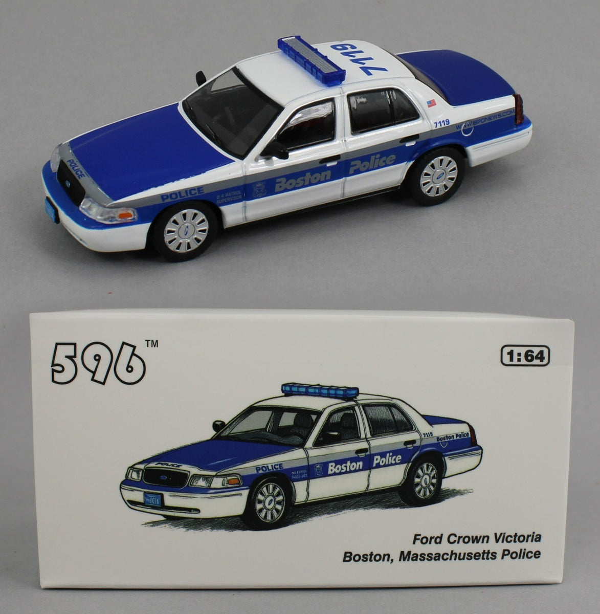 1:64 *596 DIECAST* Boston, Massachusetts POLICE Ford Crown