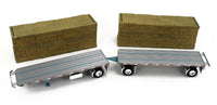DCP 1:64 *BLUE* Peterbilt 389 w/Utility Dual 28½’ Hay Flatbed Trailers & Load