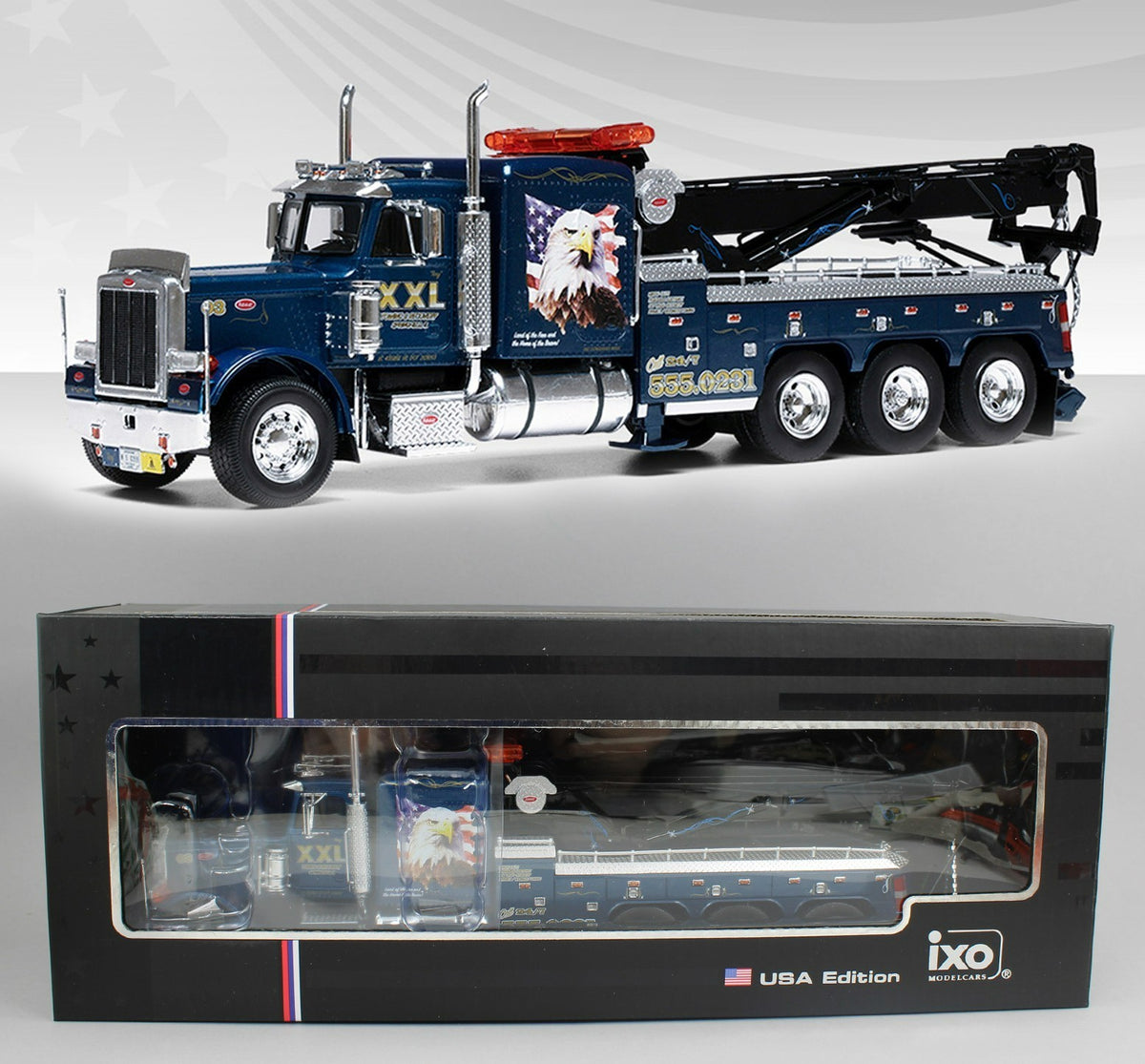 1:43 IXO Models *BLUE* 1980 Peterbilt 359 Big Rig WRECKER Tow
