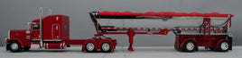 DCP 1:64 *RED* Peterbilt 389 63" Mid-roof w/MAC CHROME Spread-Axle End Dump Trailer.