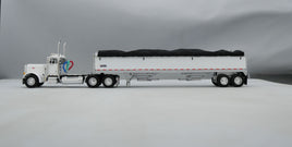 DCP 1:64 *WHITE* Peterbilt 379 Day Cab w/Wilson Low-Sided Grain Trailer