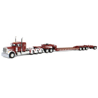 DCP 1:64 *RED & WHITE* Peterbilt 379 Tri-Axle w/Magnitude HEAVY HAUL Lowboy NIB