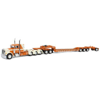 DCP 1:64 *ORANGE & CREAM* Peterbilt 379 Tri-Axle w/Magnitude HEAVY HAUL Lowboy NIB