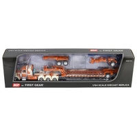 DCP 1:64 *ORANGE & CREAM* Peterbilt 379 Tri-Axle w/Magnitude HEAVY HAUL Lowboy NIB