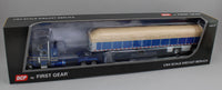 DCP 1:64 *BLUE & TAN* Peterbilt 379 36" Flattop w/Wilson COVERED WAGON Flatbed