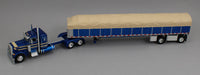 DCP 1:64 *BLUE & TAN* Peterbilt 379 36" Flattop w/Wilson COVERED WAGON Flatbed