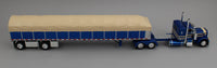 DCP 1:64 *BLUE & TAN* Peterbilt 379 36" Flattop w/Wilson COVERED WAGON Flatbed
