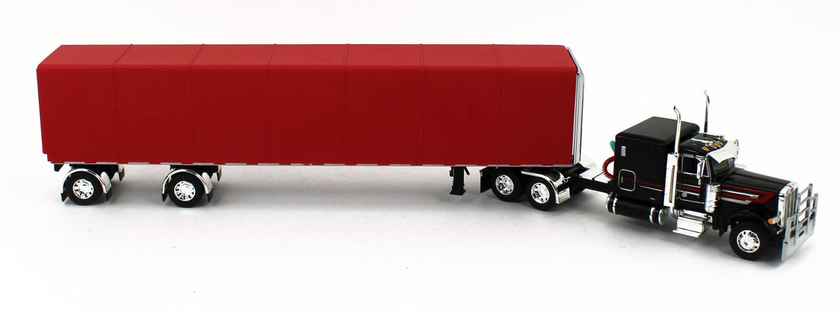 DCP 1:64 *BLACK & RED* Peterbilt 379 Flattop w/53' Utility Roll