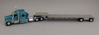 DCP 1:64 *AQUA BLUE* Kenworth 100th W900L 72" Aero Flattop w/Transcraft Stepdeck Trailer