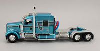 DCP 1:64 *AQUA BLUE* Kenworth 100th W900L 72" Aero Flattop w/Transcraft Stepdeck Trailer