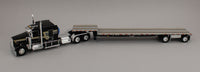DCP 1:64 *BLACK* Kenworth 100th W900L 72" Aero Flattop w/Transcraft Stepdeck Trailer
