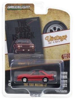 1:64 GreenLight *VINTAGE AD CARS 3* Red 1982 Ford Mustang GT *NIP*