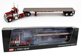 DCP 1:64 *RED & WHITE* Single Axle Peterbilt 359 Day Cab w/48' Flatbed Trailer