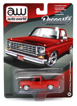 1:64 Auto World *DIECASTZ* RED 1976 Chevrolet Cheyenne C10 Fleetside *NIP*