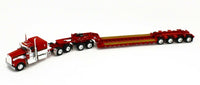 
              2021 DCP 1:64 *RED* Kenworth W900A Fontaine Tri-Axle Magnitude Lowboy & Jeep
            