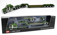 2023 DCP 1:64 *GREEN* Tri-Axle Kenworth W900L Aero Flattop w/LOWBOY & JEEP NIB