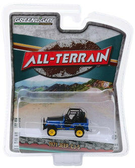 1:64 GreenLight *ALL-TERRAIN R8* Blue 1971 Jeep CJ-5 Off Road Racer NIP