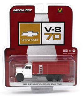 1:64 GreenLight *WHITE & RED* 1983 Chevrolet C70 Grain Truck TANDEM AXLE