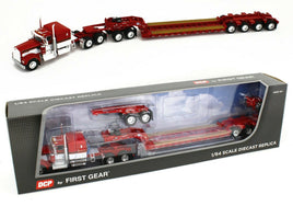 2021 DCP 1:64 *RED* Kenworth W900A Fontaine Tri-Axle Magnitude Lowboy & Jeep