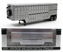 2023 TOP SHELF REPLICAS 1:64 *SILVER* Vintage Wilson Livestock Trailer BLACK RIM