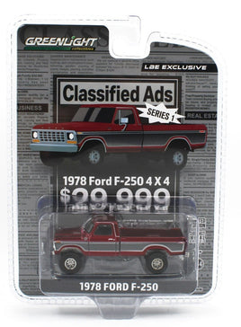 1:64 GreenLight *HOBBY EXCLUSIVE* Red 1978 Ford F-250 4x4 Pickup Truck *NIP*