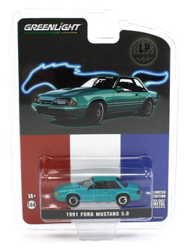 1:64 GreenLight *HOBBY EXCLUSIVE* CALYPSO GREEN 1991 Ford Mustang 5.0 *NIP*
