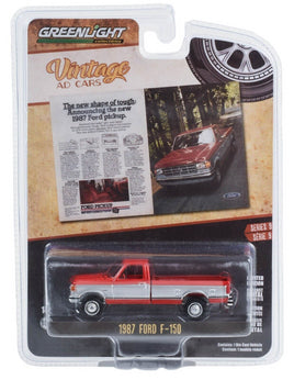 1:64 GreenLight *VINTAGE AD CARS 9* RED & SILVER 1987 Ford F-150 Pickup *NIP*