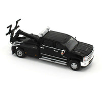1:64 GreenLight DUALLY DRIVERS 4 Black 2018 Silverado 3500 Tow Truck Wrecker NIP
