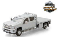 
              1:64 GreenLight *DUALLY DRIVERS 5* Silver 2018 Chevrolet 3500 Flatbed Truck NIP!
            