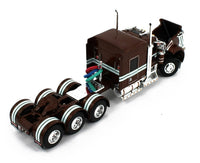 2023 DCP 1:64 *BROWN* Tri-Axle Kenworth W900L Aero Flattop w/LOWBOY & JEEP NIB