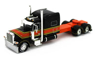 DCP 1:64 *BLACK & ORANGE* Stretched Peterbilt 389 70" Midroof w/Renegade Lowboy