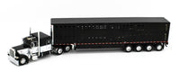 2023 DCP 1:64 *BLACK & WHITE* Peterbilt 389 Flattop w/QUAD AXLE Wilson Livestock