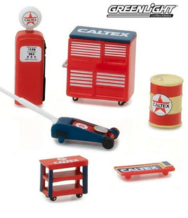1:64 GreenLight *HOBBY EXCLUSIVE* CALTEX OIL THEMED 6pc TOOL ACCESSORY PACK NIP