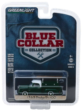 1:64 GreenLight *BLUE COLLAR 5* GREEN 1963 Dodge D-100 w/Ladder Rack  *NIP*