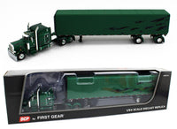 DCP 1:64 *GREEN & BLACK* Peterbilt 359 63" Mid-roof & Utility ROLL TARP TRAILER
