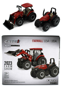 ERTL 2023 FARM SHOW ED 1:64 CASE IH *FARMALL* 115a w/Loader & 105A Tractor Set