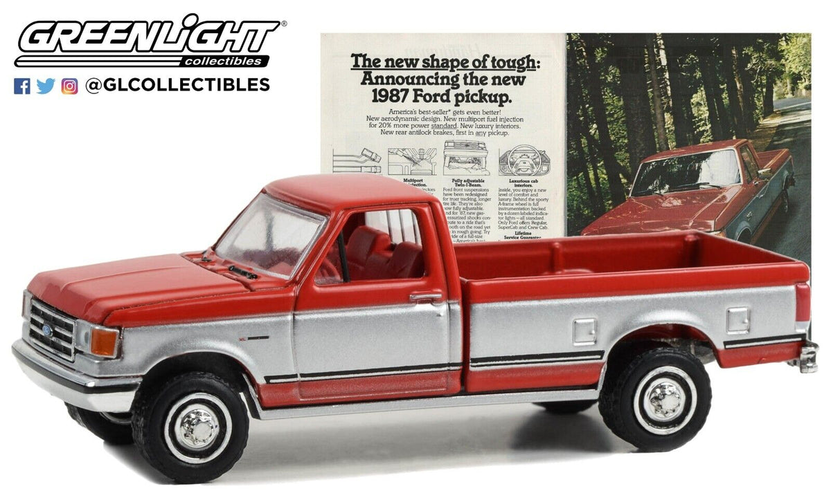 1:64 GreenLight *VINTAGE AD CARS 9* RED & SILVER 1987 Ford F-150 Pickup  *NIP*