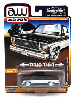 1:64 Auto World *HOBBY EX* BLACK & WHITE 1973 Chevy Cheyenne C10 Fleetside NIP