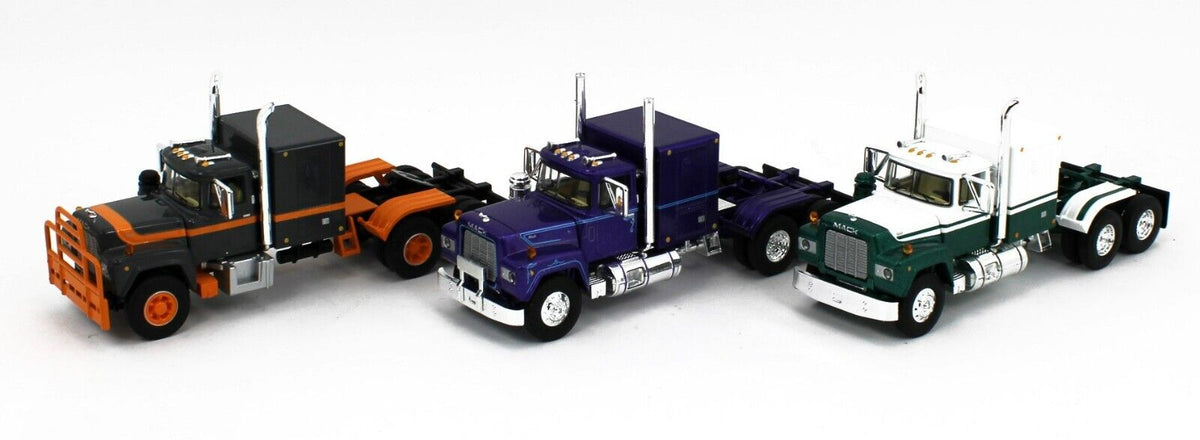 DCP 1:64 *MACK R RMODE* Semi Truck with Flattop Sleeper 3pc TRIO