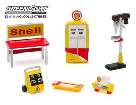 1:64 GreenLight *HOBBY EXCLUSIVE* SHELL OIL THEMED 6pc TOOL ACCESSORY PACK NIP