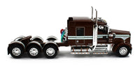2023 DCP 1:64 *BROWN* Tri-Axle Kenworth W900L Aero Flattop w/LOWBOY & JEEP NIB