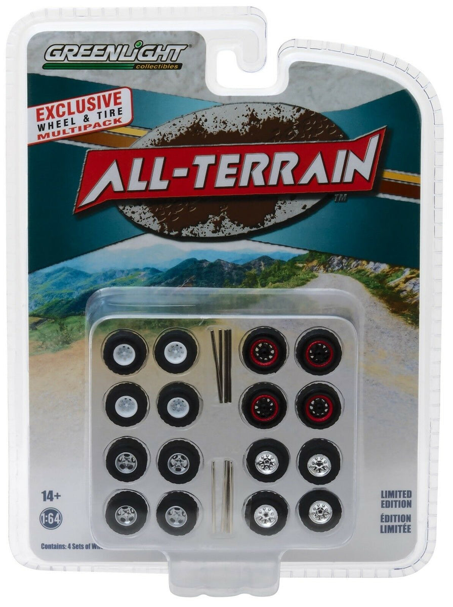 164 GreenLight *ALL TERRAIN* WHEEL TIRE ACCESSORY PACK *4 SETS* CUSTO mc2toys