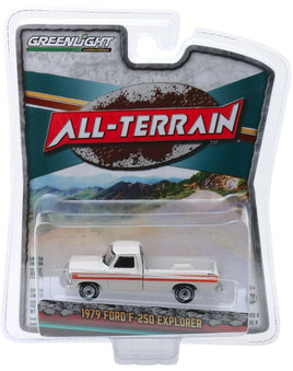 1:64 GreenLight *ALL-TERRAIN R8* White 1979 Ford F-250 Explorer Pickup Truck NIP