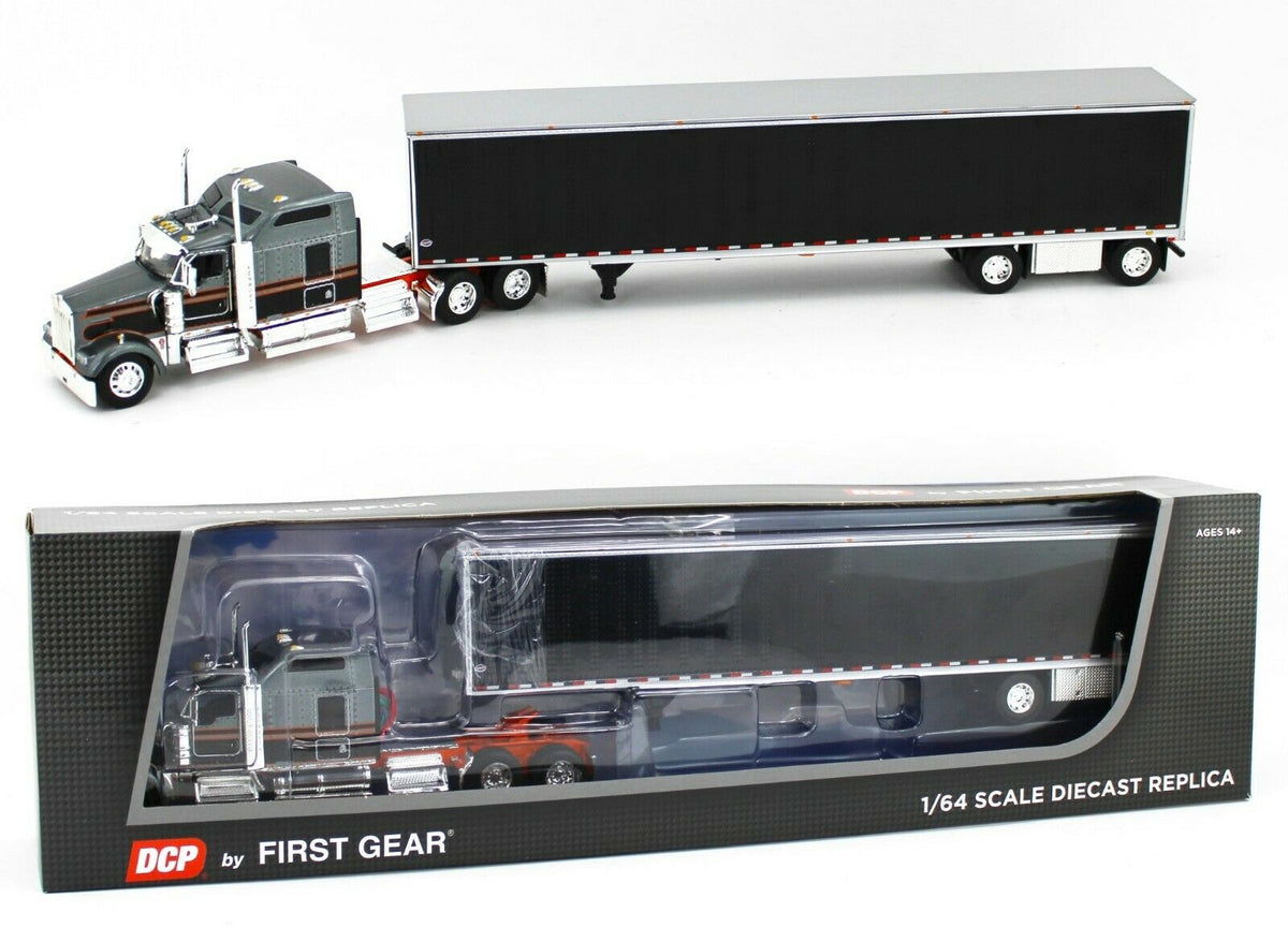 1:64 DCP *Gun Metal & Black* KENWORTH W900 & 53' Split Axle